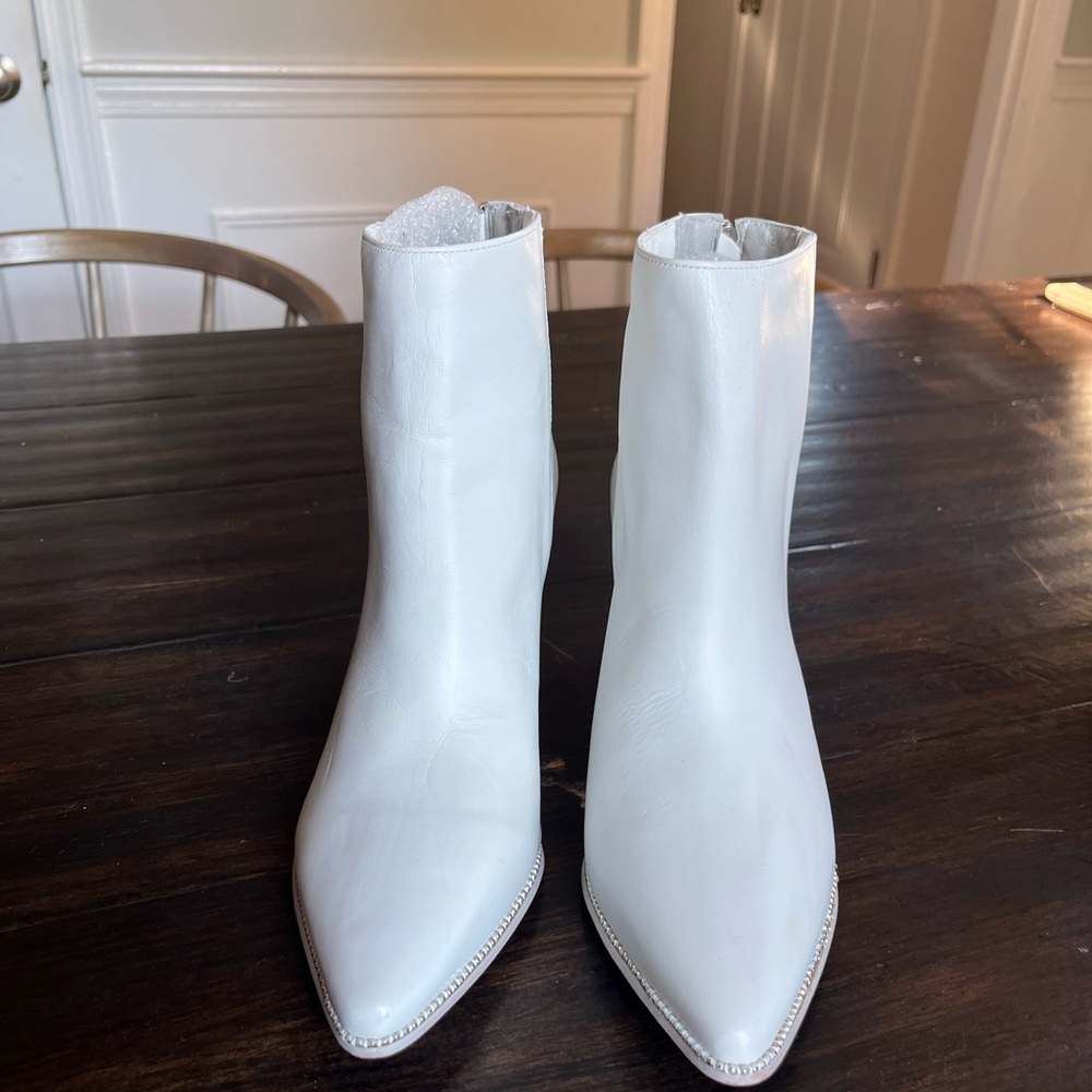 Steve Madden White Ankle Booties